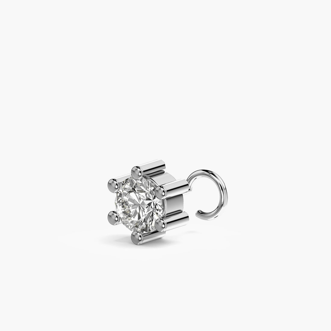 Classic Solitaire Lab-Grown Diamond Nosepin - 3D View in White Gold - Diamond Nosepin by Moena