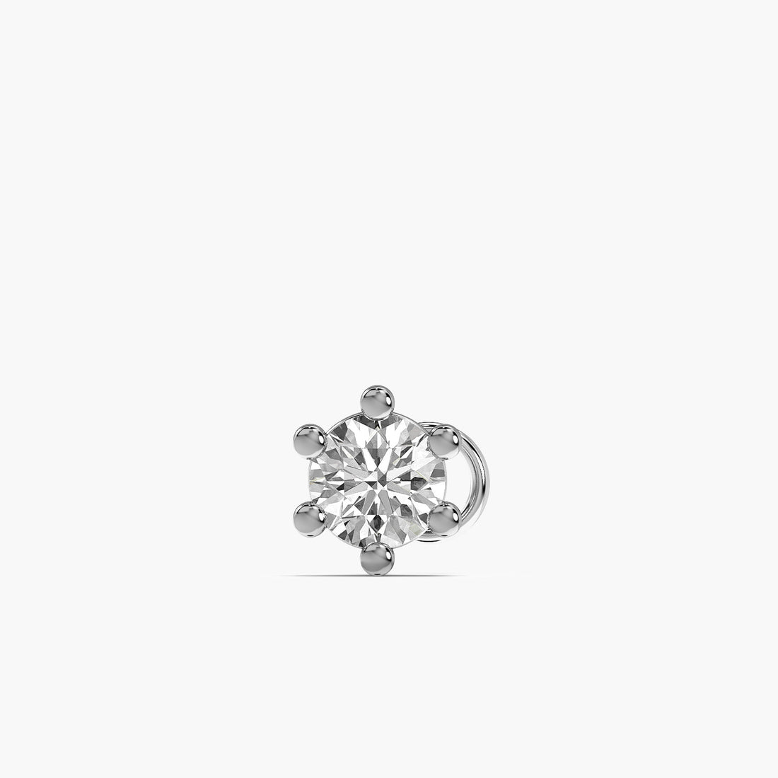 Classic Solitaire Lab-Grown Diamond Nosepin - Front View in White Gold - Diamond Nosepin by Moena