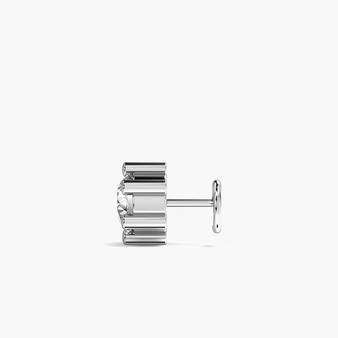 Classic Solitaire Lab-Grown Diamond Nosepin - Side View in White Gold - Diamond Nosepin by Moena