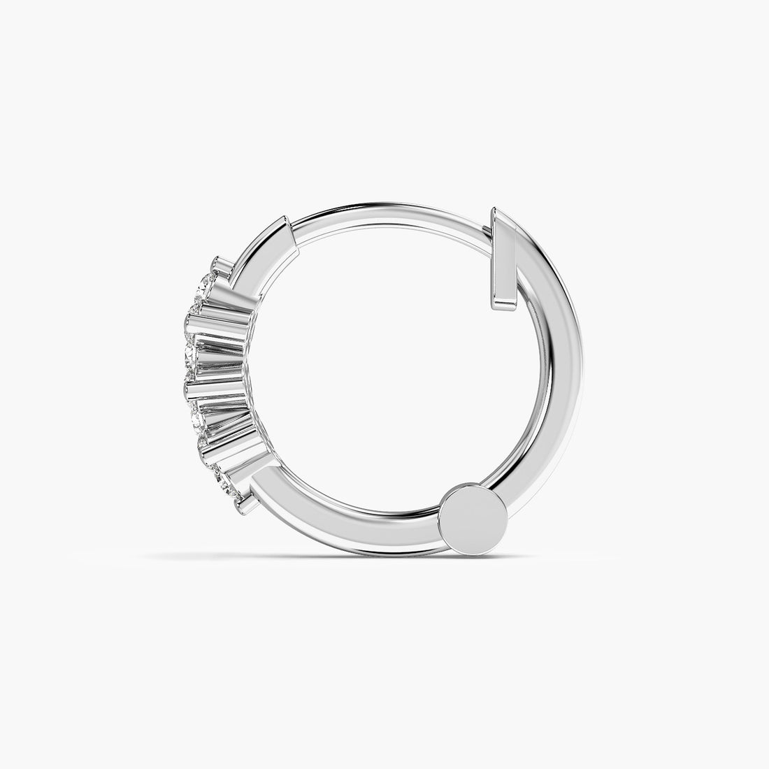 Graceful Bloom Lab-Grown Diamond Nosepin - Side View in White Gold - Diamond Nosepin by Moena