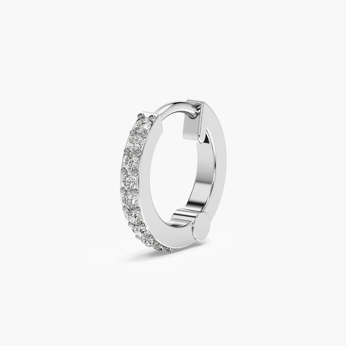 Elegant Line Lab-Grown Diamond Nosepin - 3D View in White Gold - Diamond Nosepin by Moena