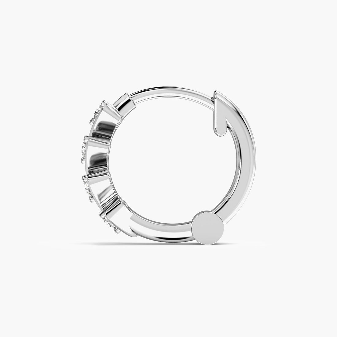 Chevron Lab-Grown Diamond Nosepin - Side View in White Gold - Diamond Nosepin by Moena