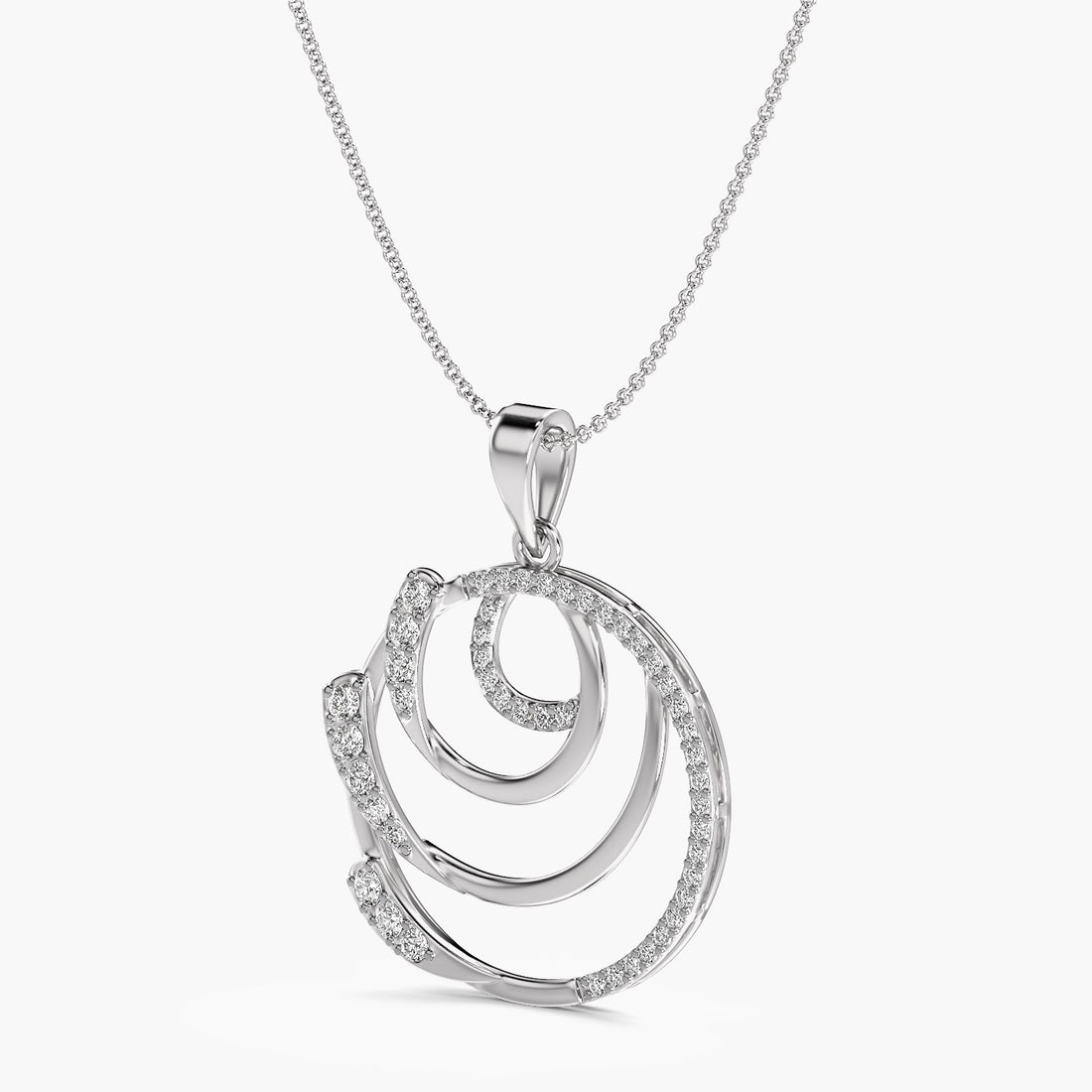 Celestial Orbit Pendant - 3D View in White Gold - Diamond Pendant by Moena