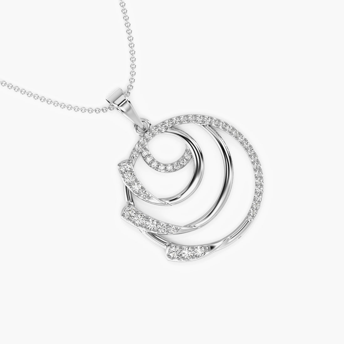 Celestial Orbit Pendant - Top View in White Gold - Diamond Pendant by Moena