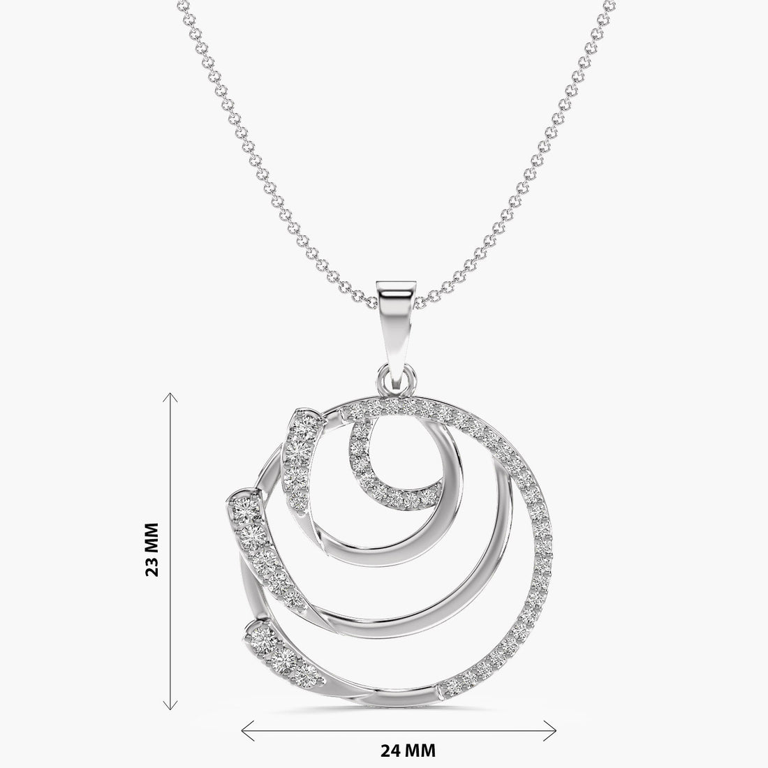 Celestial Orbit Pendant - Front View in White Gold - Diamond Pendant by Moena