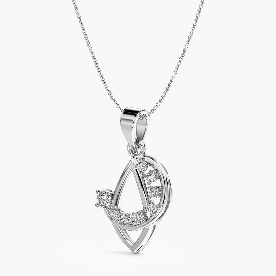 Eclipse Duo Pendant - 3D View in White Gold - Diamond Pendant by Moena