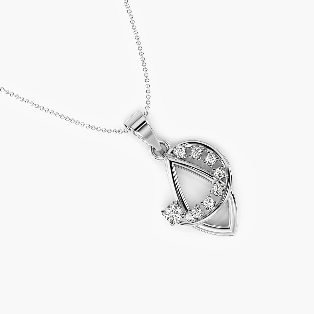 Eclipse Duo Pendant - Top View in White Gold - Diamond Pendant by Moena