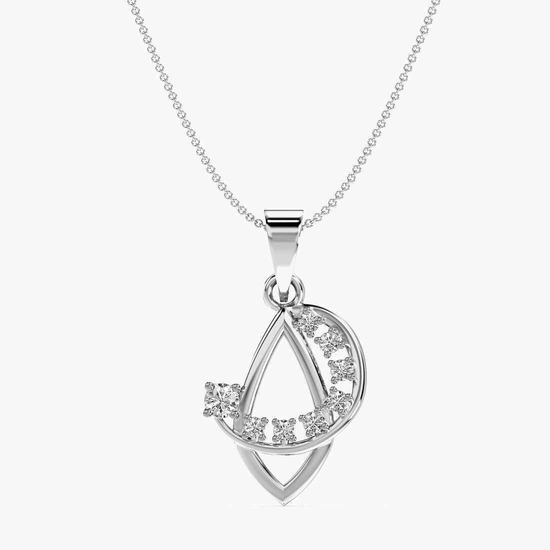 Eclipse Duo Pendant - Front View in White Gold - Diamond Pendant by Moena
