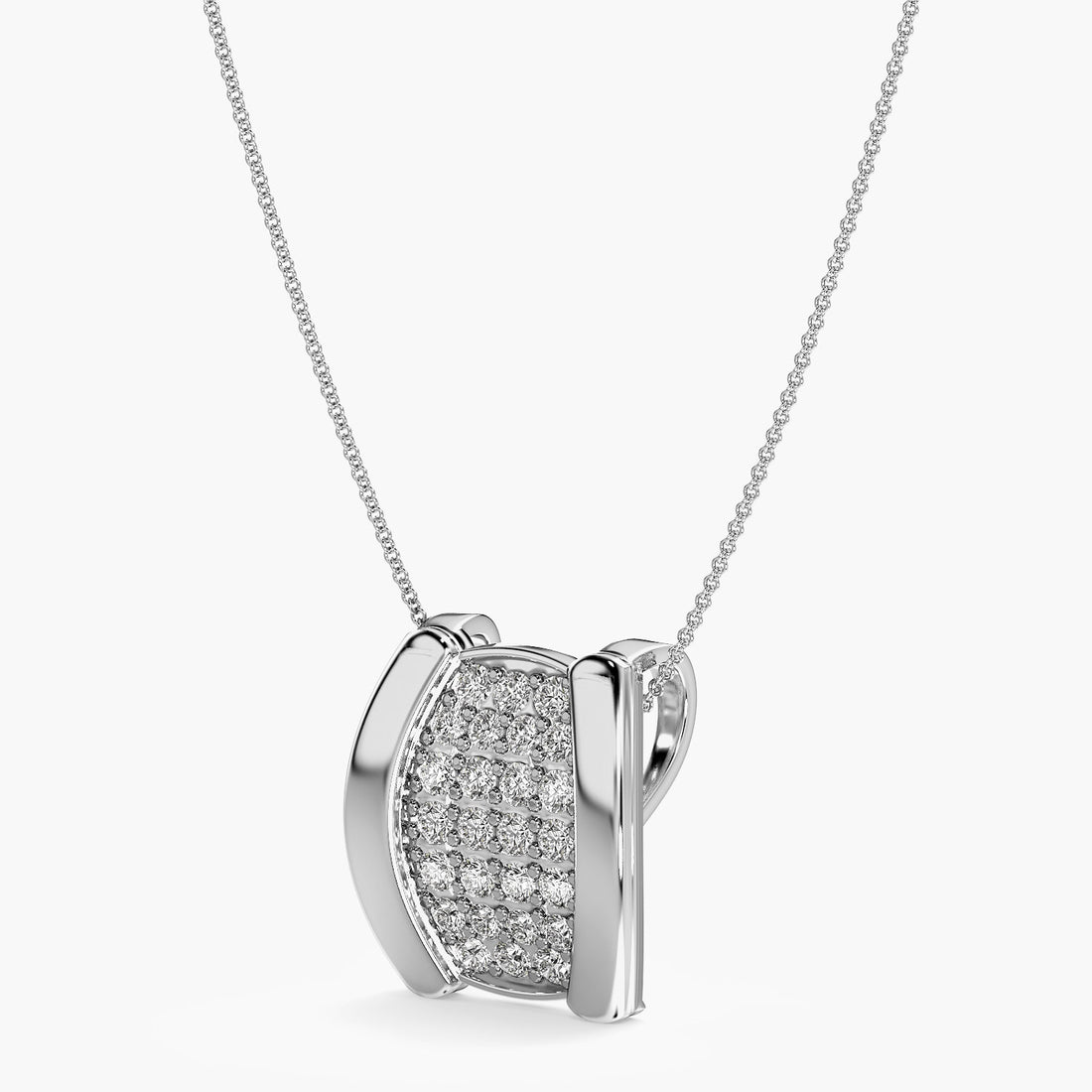 Regal Shield Lab-Grown Diamond Pendant - 3D View in White Gold - Diamond Pendant by Moena