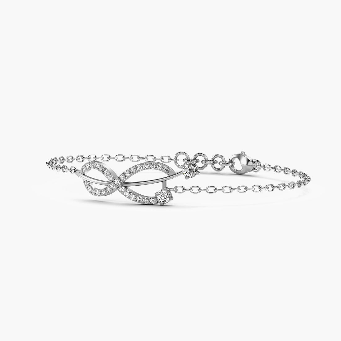 Infinity Sparkle Bracelet - 3D View in White Gold - Diamond Bracelet by Moena