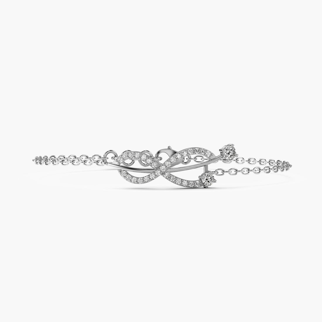 Infinity Sparkle Bracelet - Front View in White Gold - Diamond Bracelet by Moena
