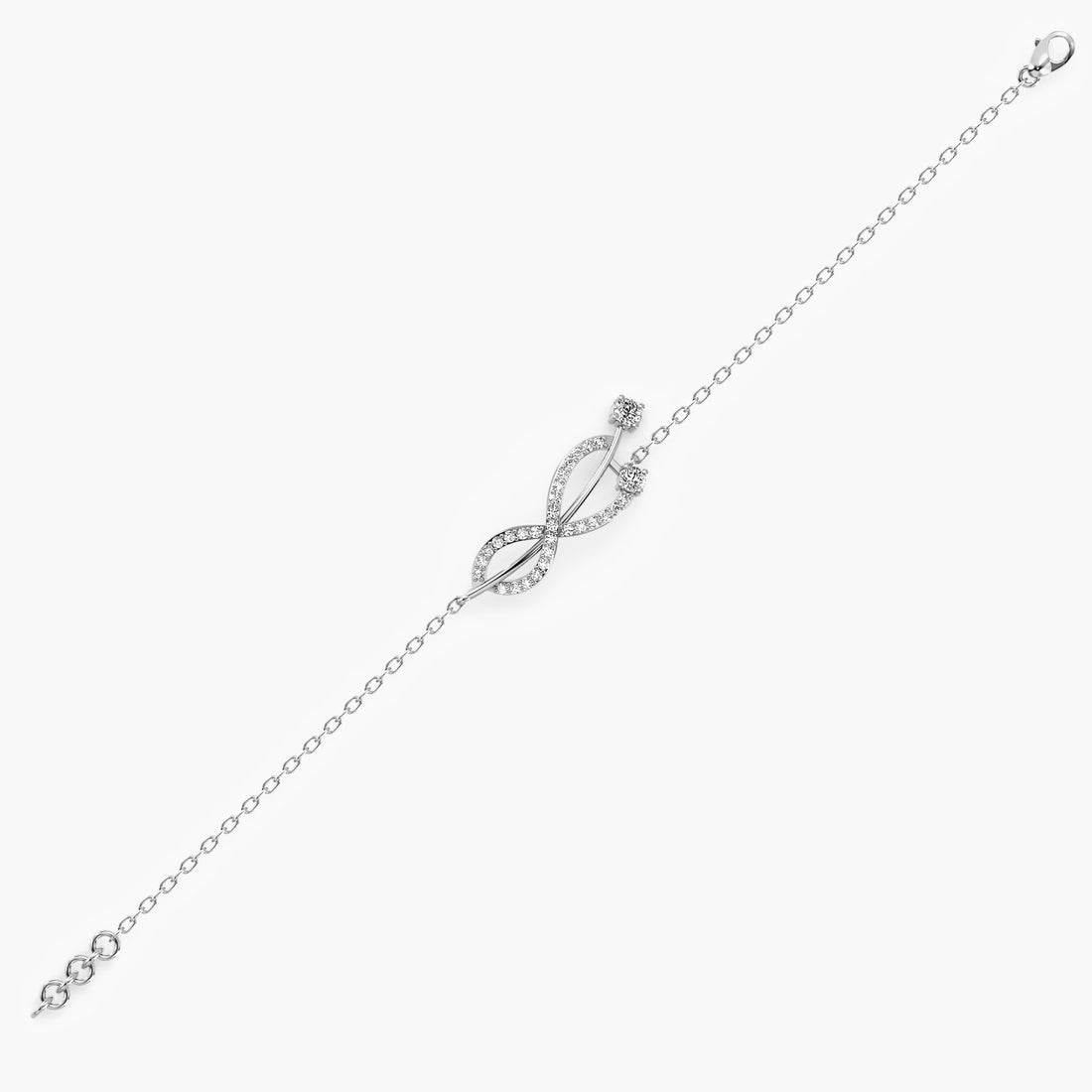 Infinity Sparkle Bracelet - Side View in White Gold - Diamond Bracelet by Moena
