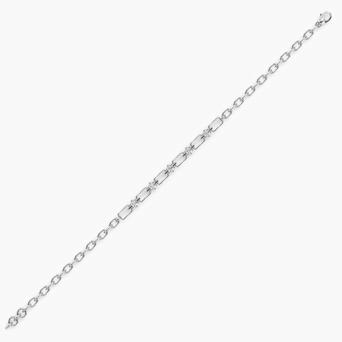 Linked Diamond Bracelet - Side View in White Gold - Diamond Bracelet by Moena