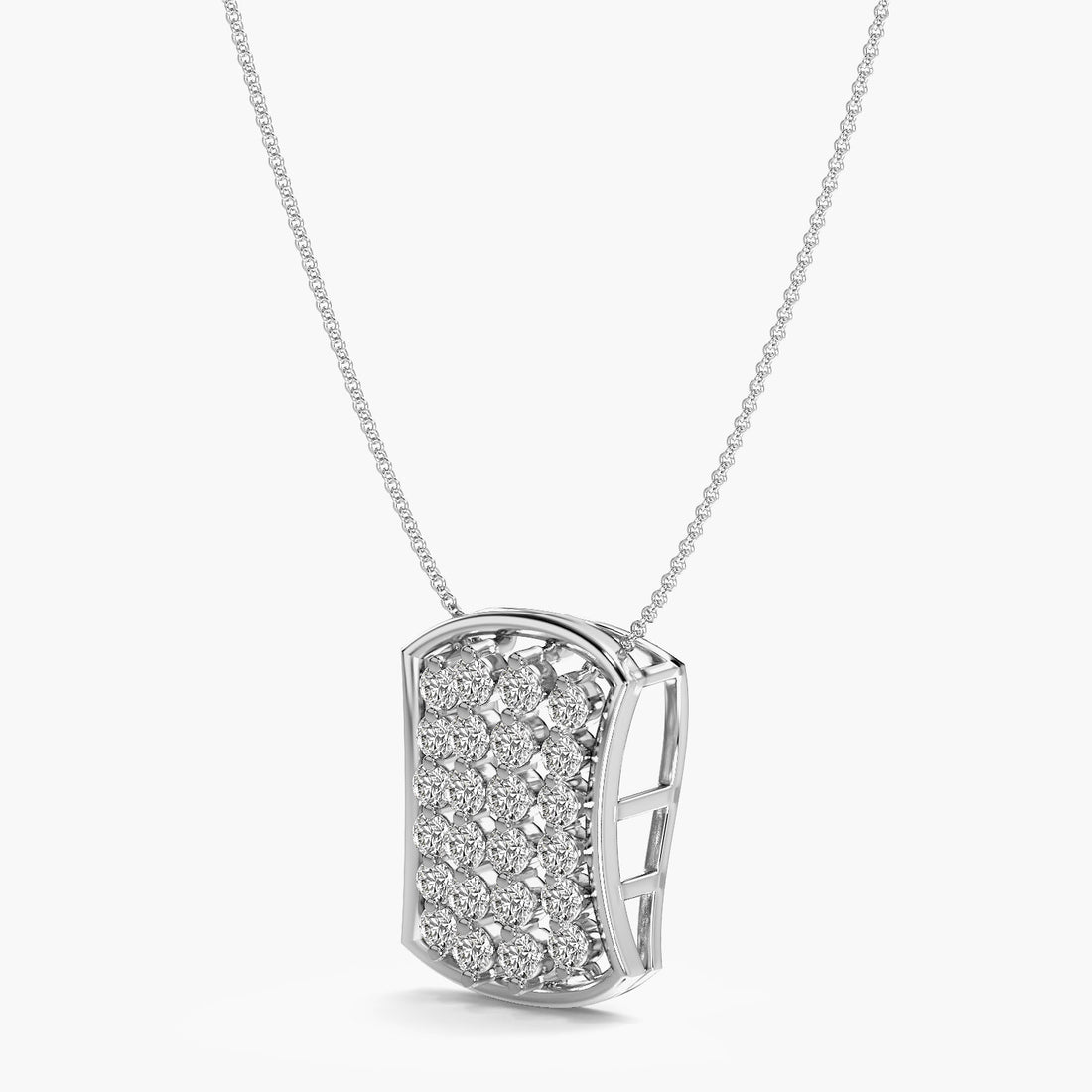 Ocean Wave Pendant - 3D View in White Gold - Diamond Pendant by Moena