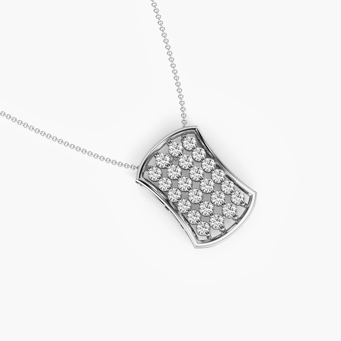 Ocean Wave Pendant - Top View in White Gold - Diamond Pendant by Moena