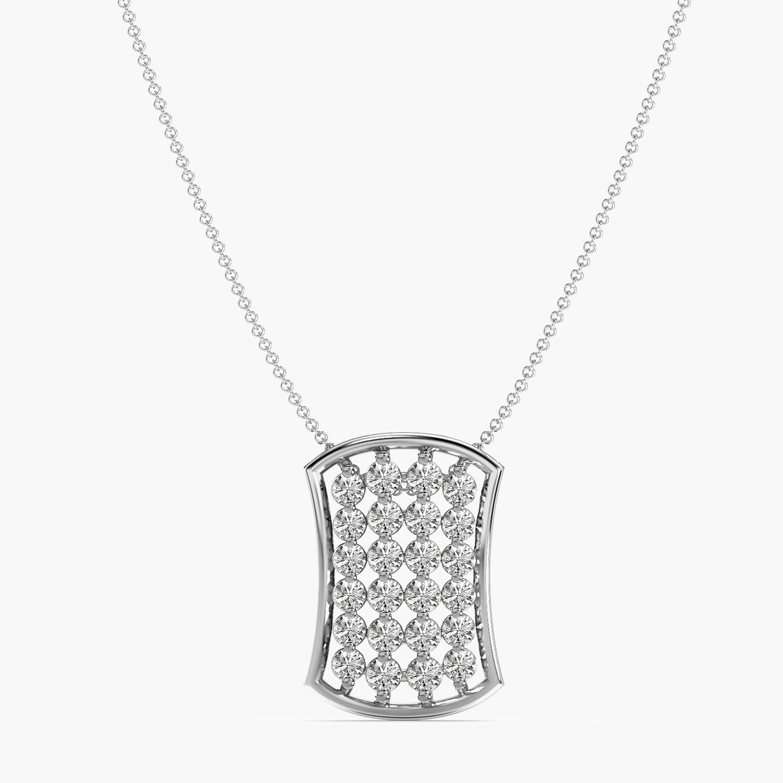 Ocean Wave Pendant - Front View in White Gold - Diamond Pendant by Moena