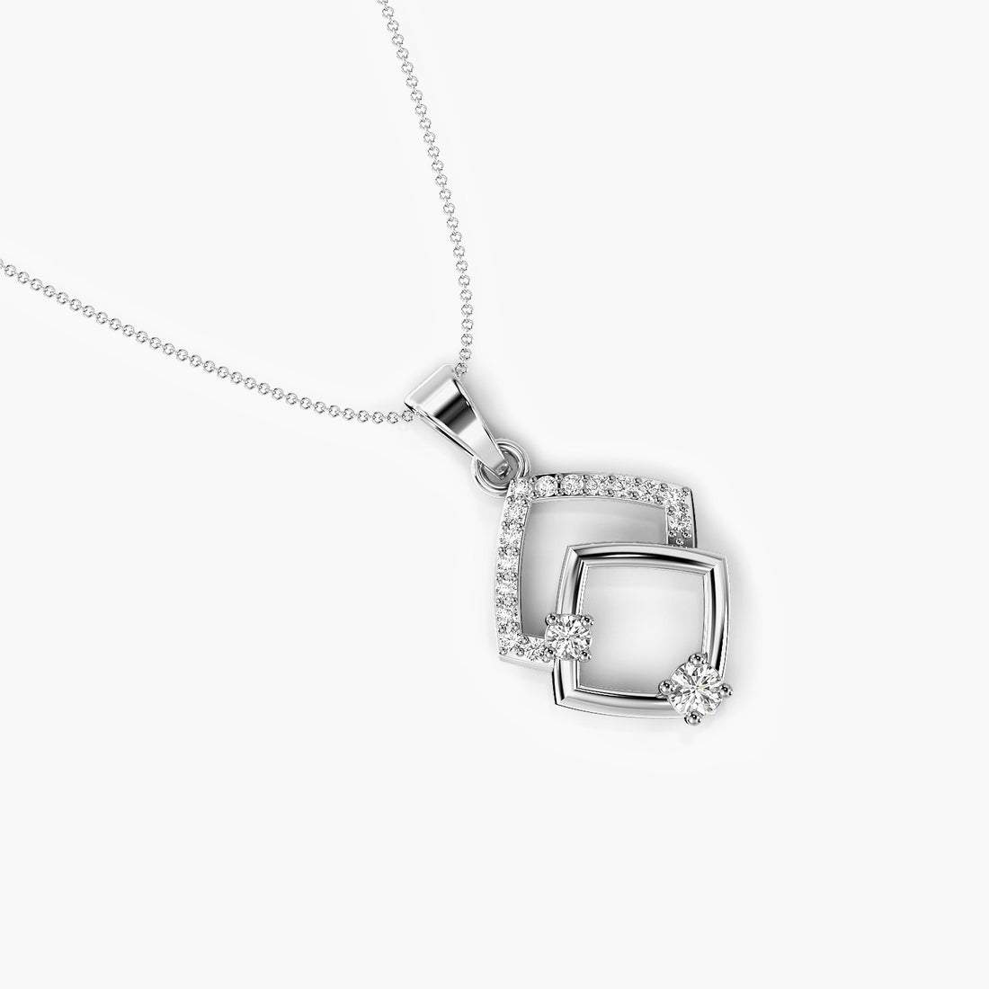 Twin Radiance Pendant - Top View in White Gold - Diamond Pendant by Moena