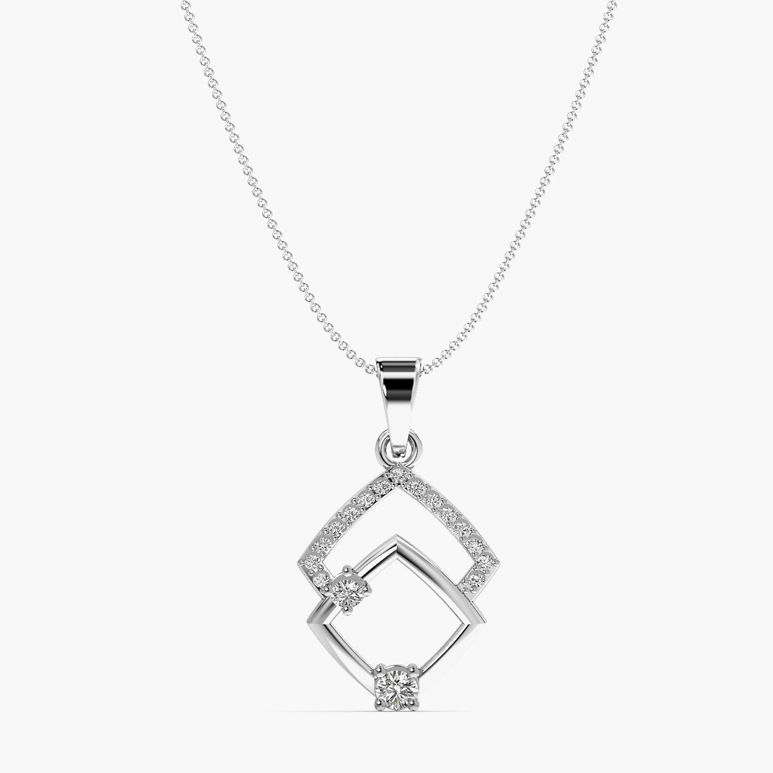 Twin Radiance Pendant - Front View in White Gold - Diamond Pendant by Moena