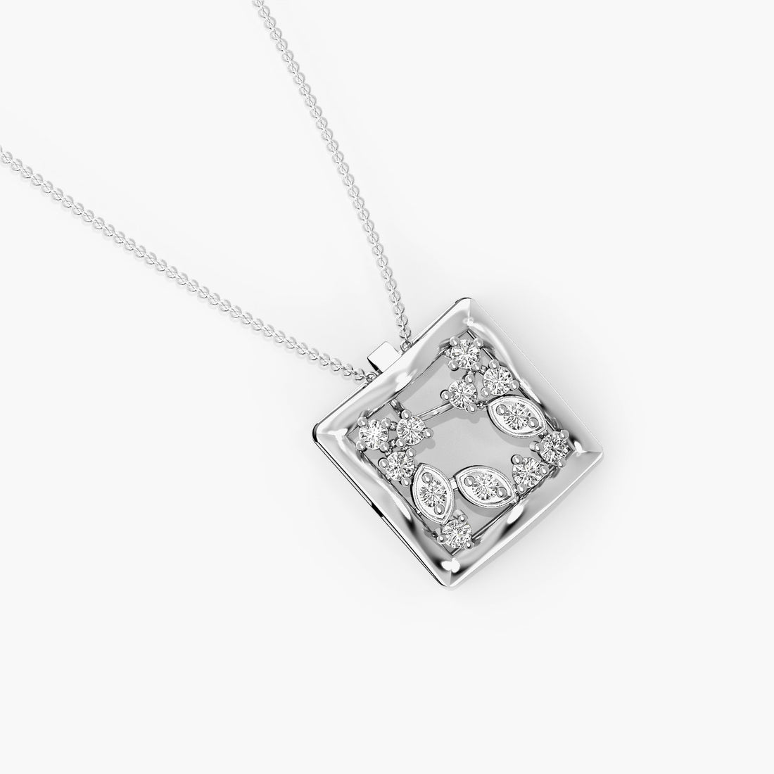 Twilight Square Pendant - Top View in White Gold - Diamond Pendant by Moena