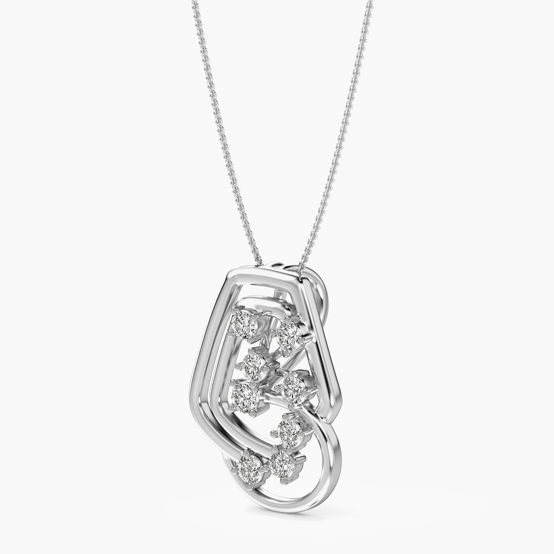 Cascade Glow Pendant - 3D View in White Gold - Diamond Pendant by Moena