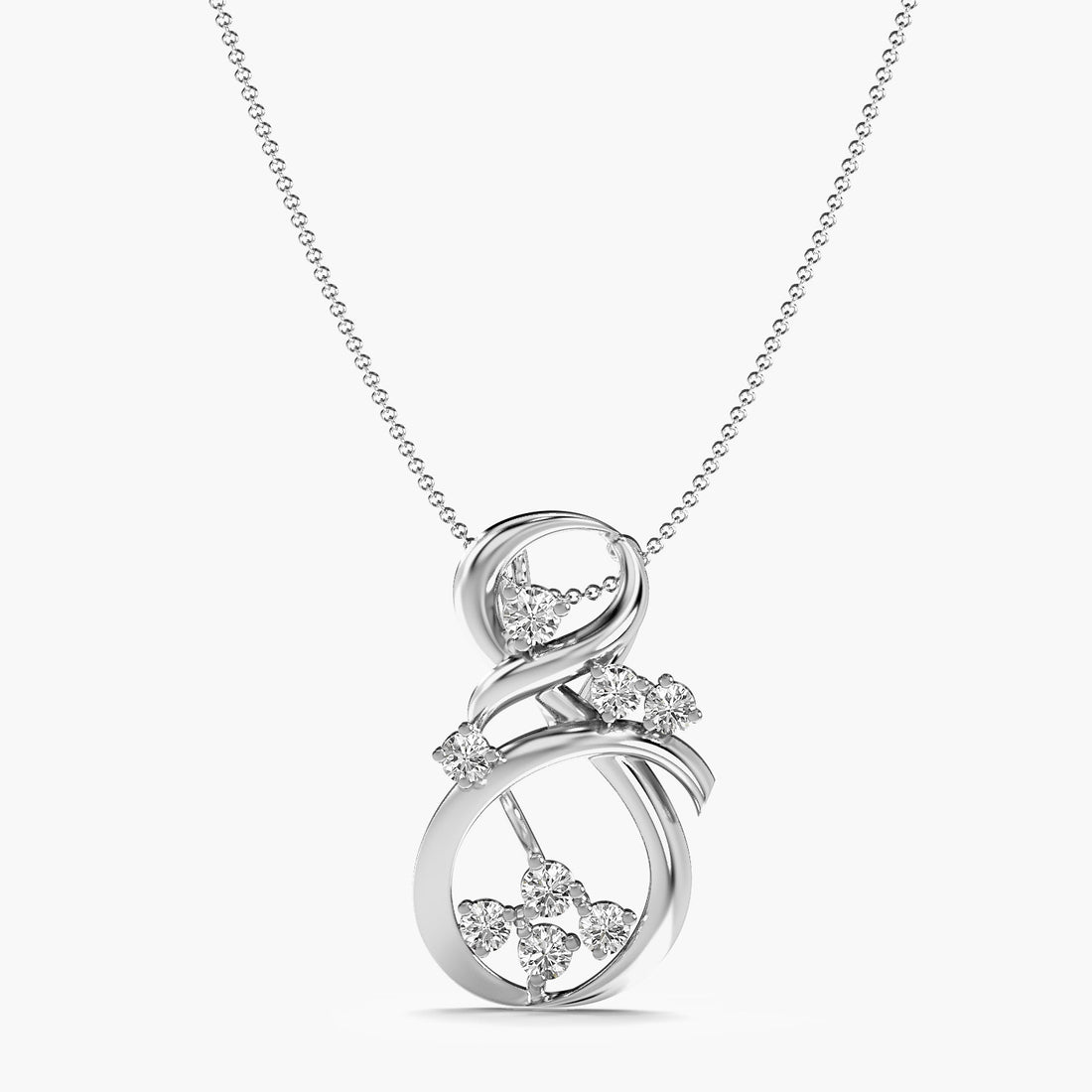 Golden Whirl Pendant - Front View in White Gold - Diamond Pendant by Moena