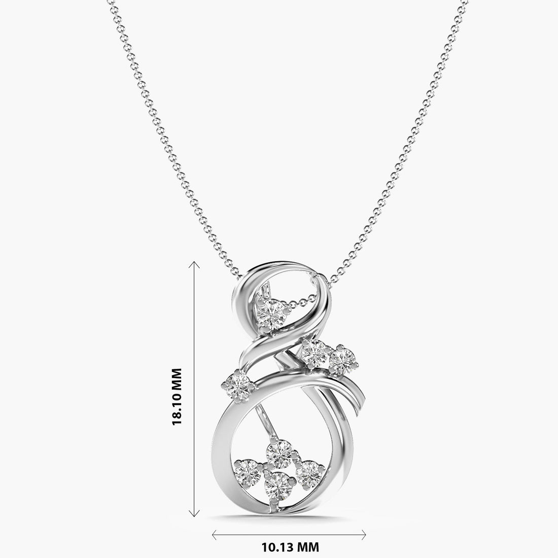 Golden Whirl Pendant - Front View in White Gold - Diamond Pendant by Moena