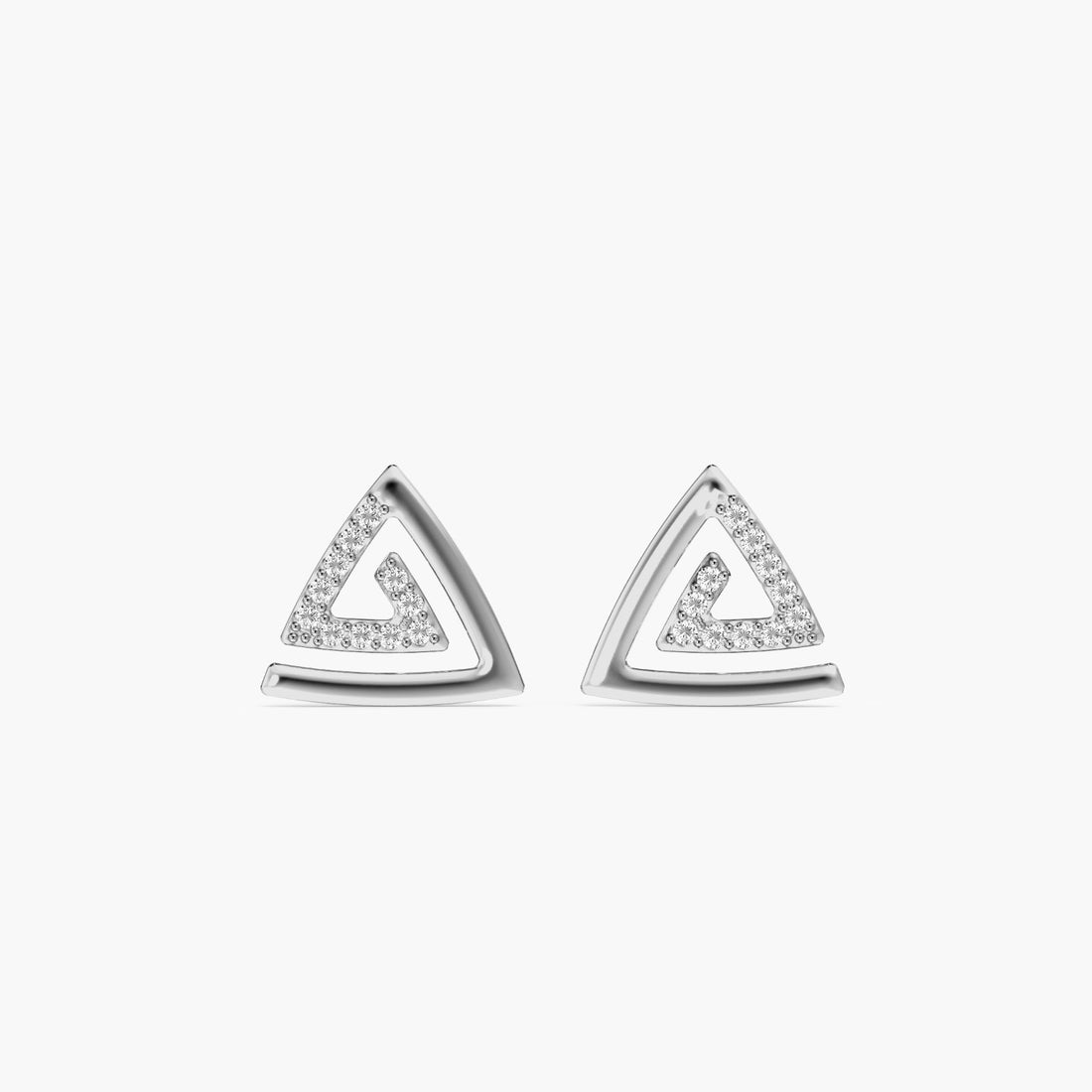 Trilliant Spark Studs - Front View in White Gold - Trilliant Diamond Stud by Moena