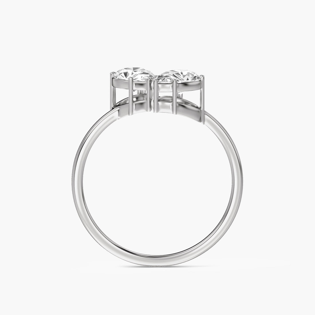 Toi et Moi Pear Diamond Ring - Front View in White Gold - Pear Diamond Ring by Moena