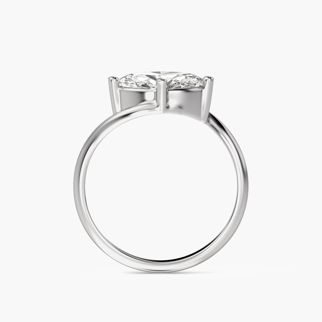 Marquise Whisper Ring - Front View in White Gold - Marquise Diamond Ring by Moena