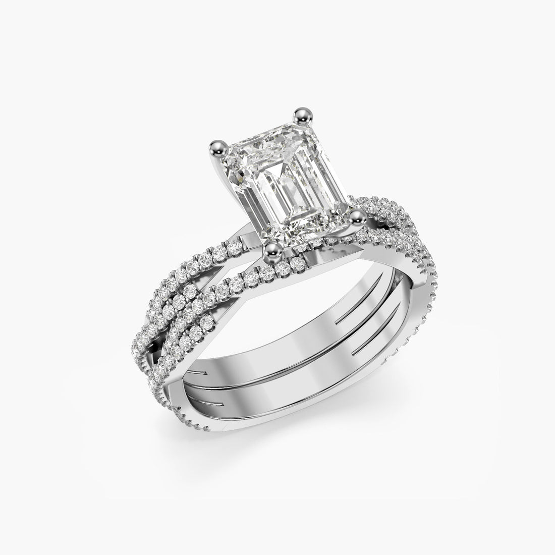 Empress Flame Ring - 3D View in White Gold - Diamond Ring by Moena