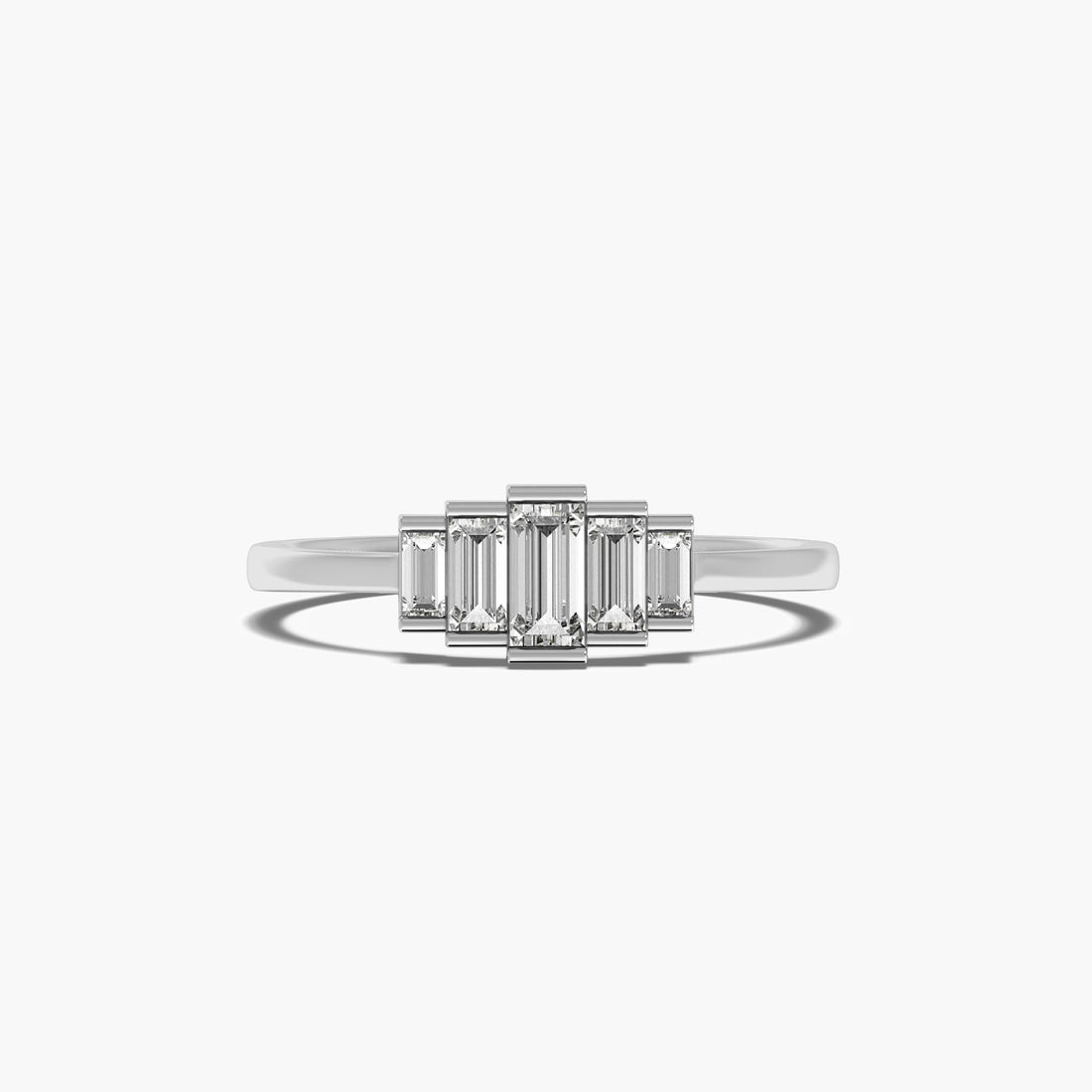 Ascend Baguette Ring - Top View in White Gold - Baguette Diamond Ring by Moena