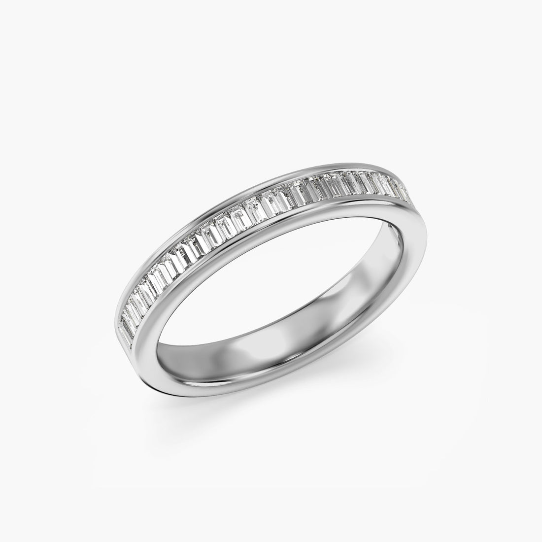 Luxe Baguette Band - 3D View in White Gold - Baguette Diamond Ring by Moena
