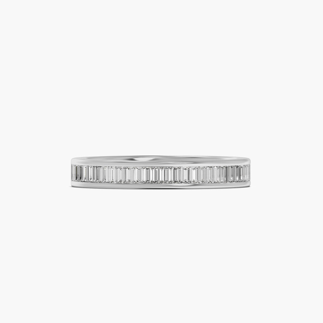 Luxe Baguette Band - Top View in White Gold - Baguette Diamond Ring by Moena
