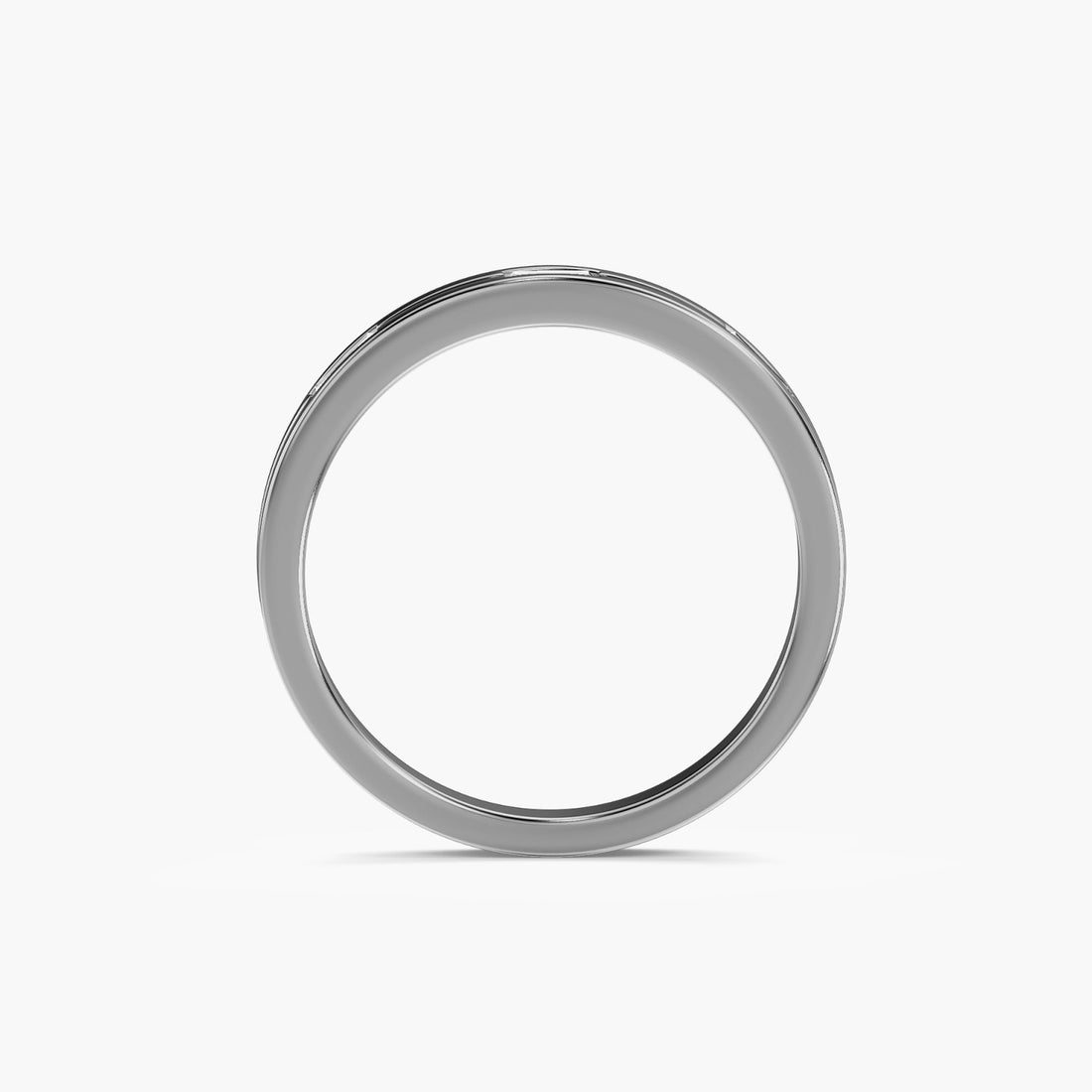 Linear Baguette Band - Front View in White Gold - Baguette Diamond Ring by Moena