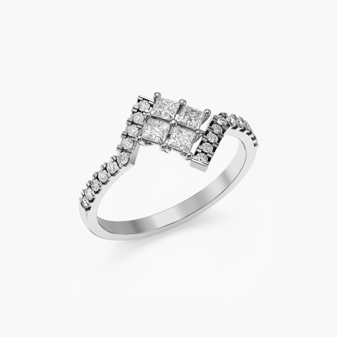 Luxe Ascent Ring - 3D View in White Gold - Diamond Ring by Moena