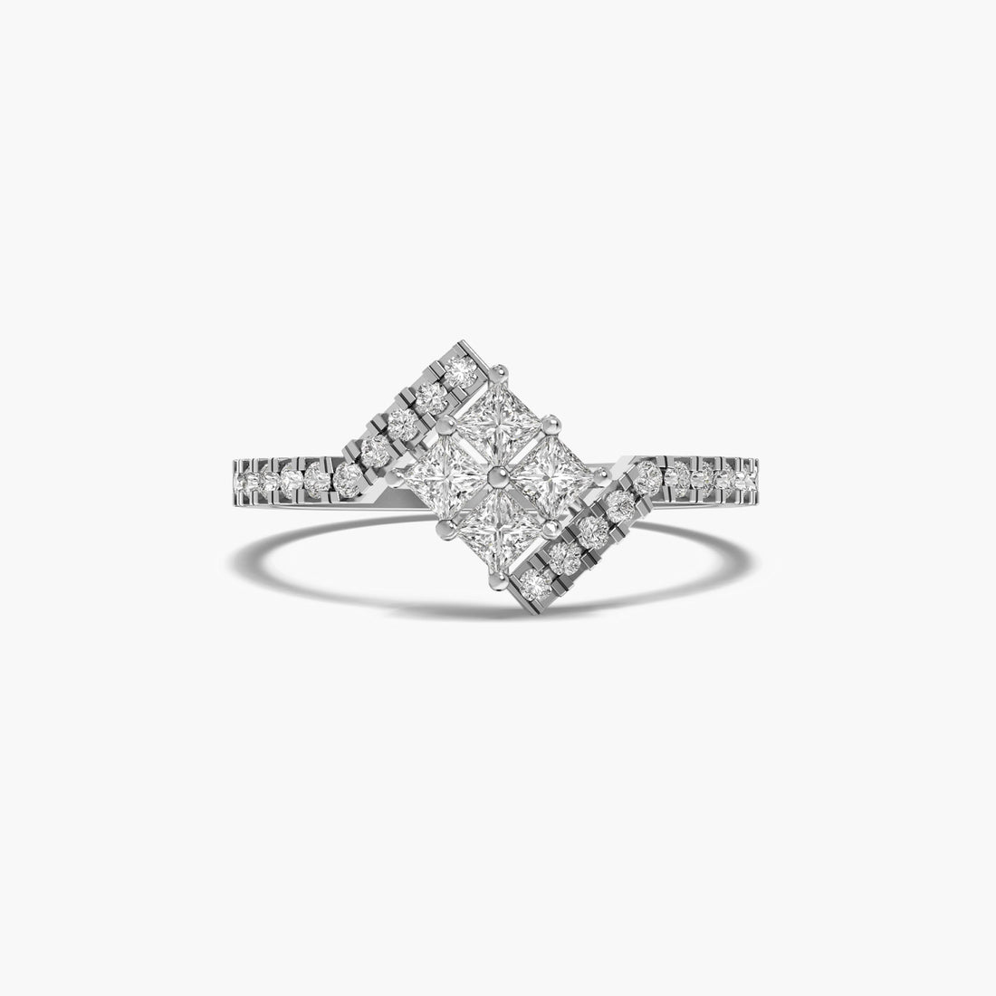 Luxe Ascent Ring - Top View in White Gold - Diamond Ring by Moena
