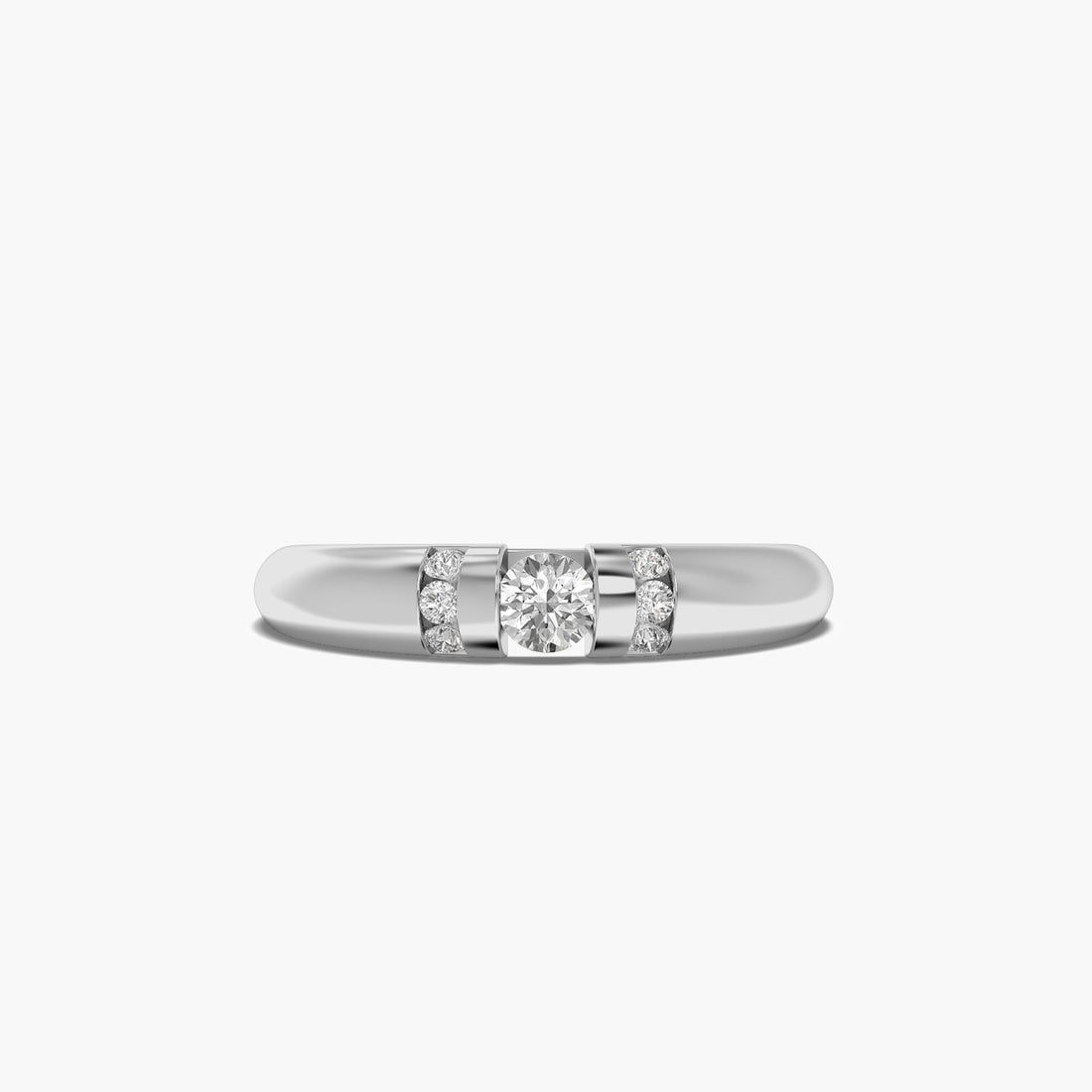 Classic Diamond Bridge Ring - Top View in White Gold - Diamond Ring by Moena