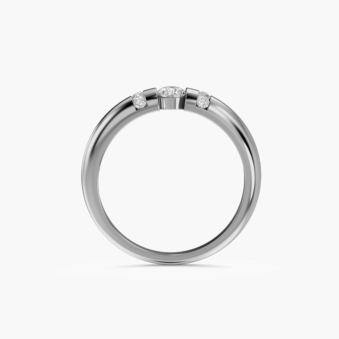 Classic Diamond Bridge Ring - Front View in White Gold - Diamond Ring by Moena