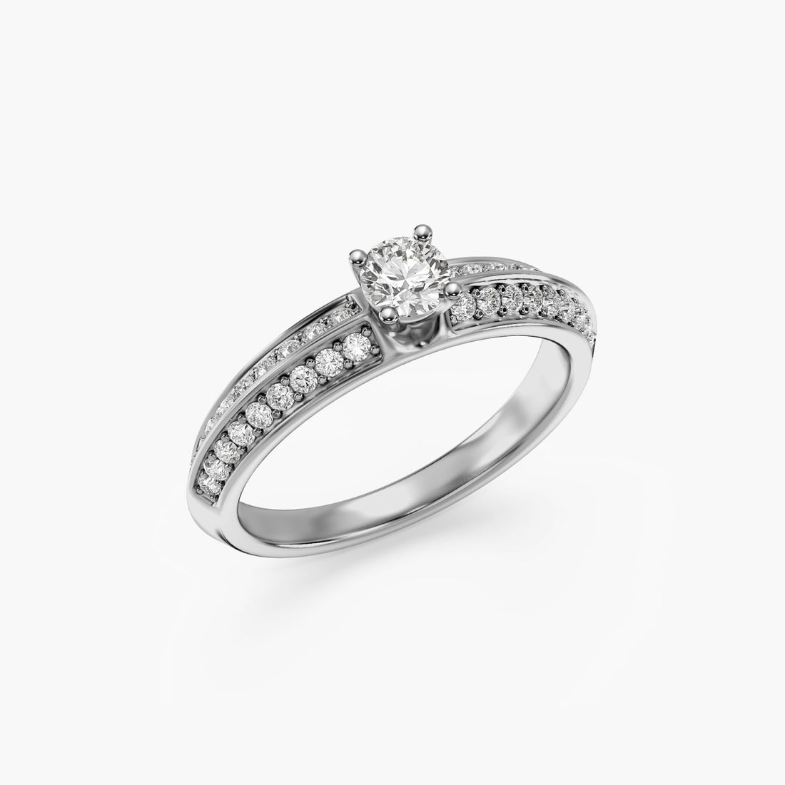 Radiant Duo Ring - 3D View in White Gold - Radiant Diamond Ring by Moena