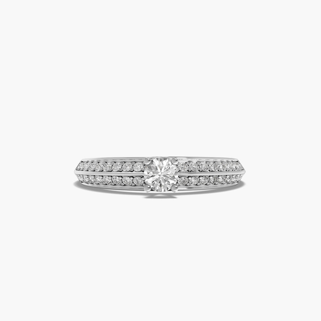 Radiant Duo Ring - Top View in White Gold - Radiant Diamond Ring by Moena