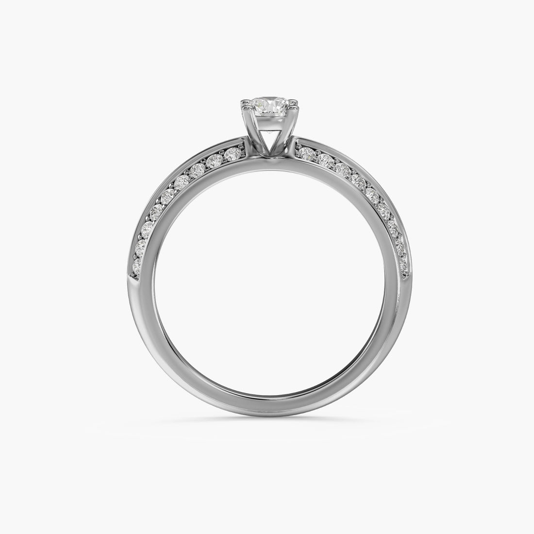 Radiant Duo Ring - Front View in White Gold - Radiant Diamond Ring by Moena