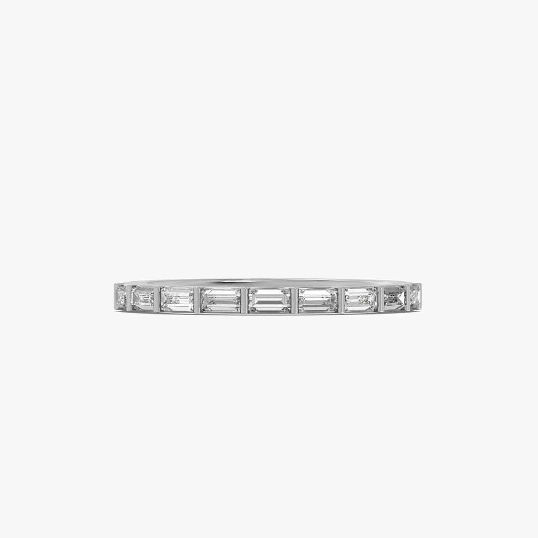 Baguette Elegance Band - Top View in White Gold - Baguette Diamond Ring by Moena