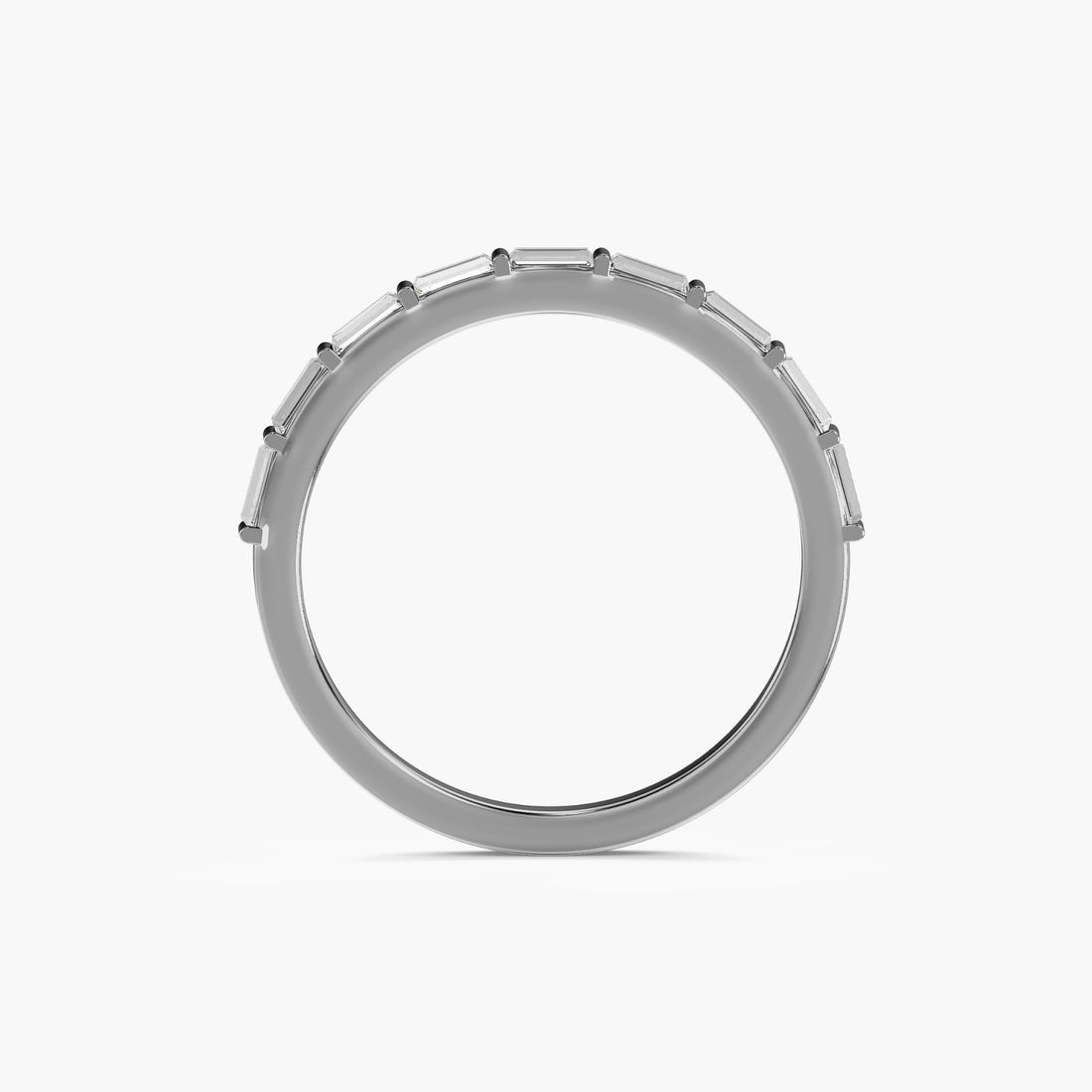 Baguette Elegance Band - Front View in White Gold - Baguette Diamond Ring by Moena
