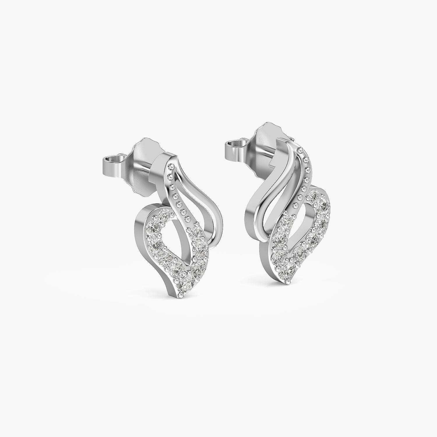 Diamond Heart Curve Stud
