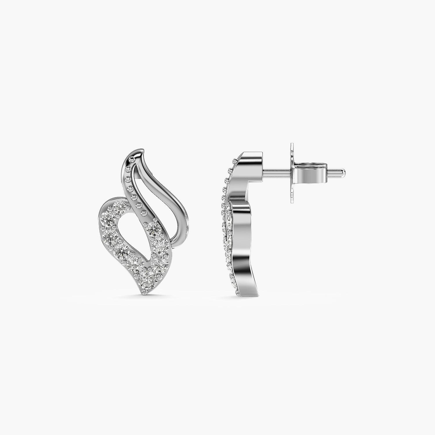 Diamond Heart Curve Stud