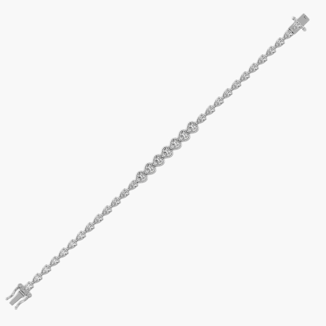 Heartline Diamond Tennis Bracelet - Side View in White Gold - Diamond Bracelet by Moena