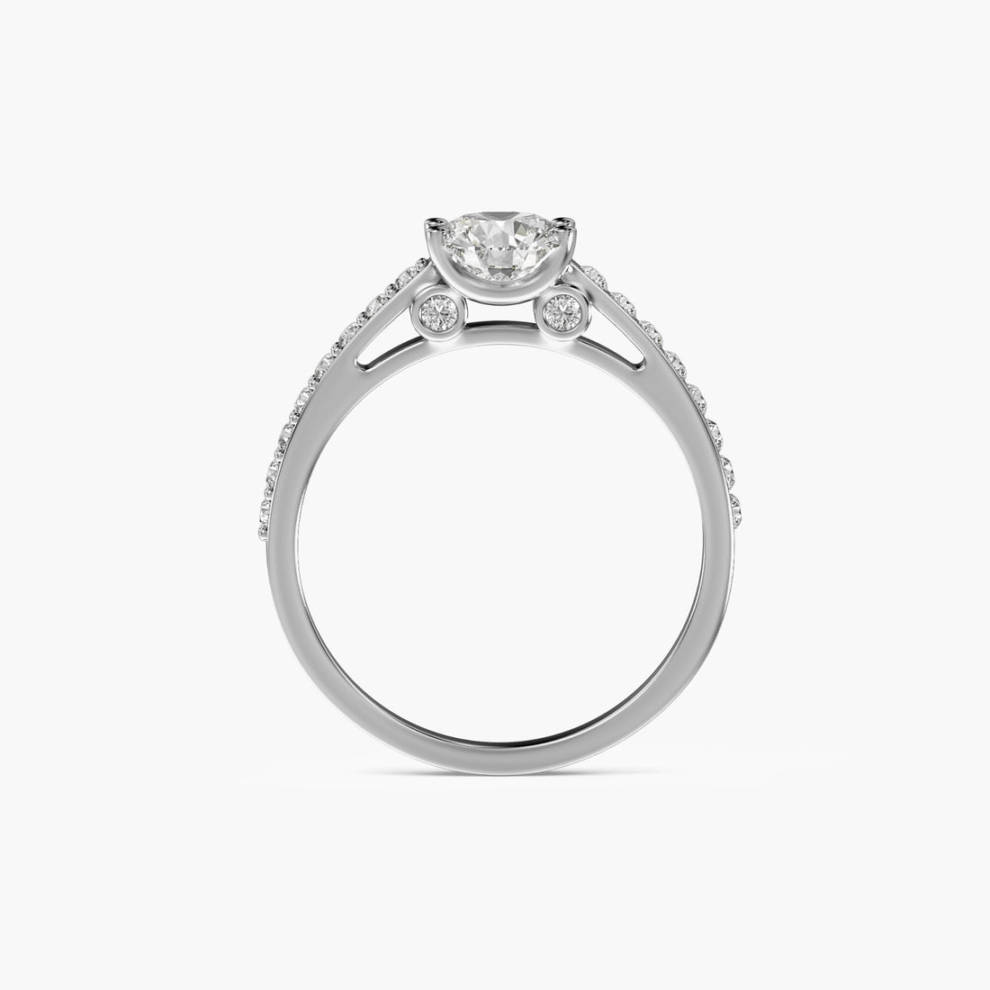 Classic Pavé Solitaire - Front View in White Gold - Diamond Ring by Moena