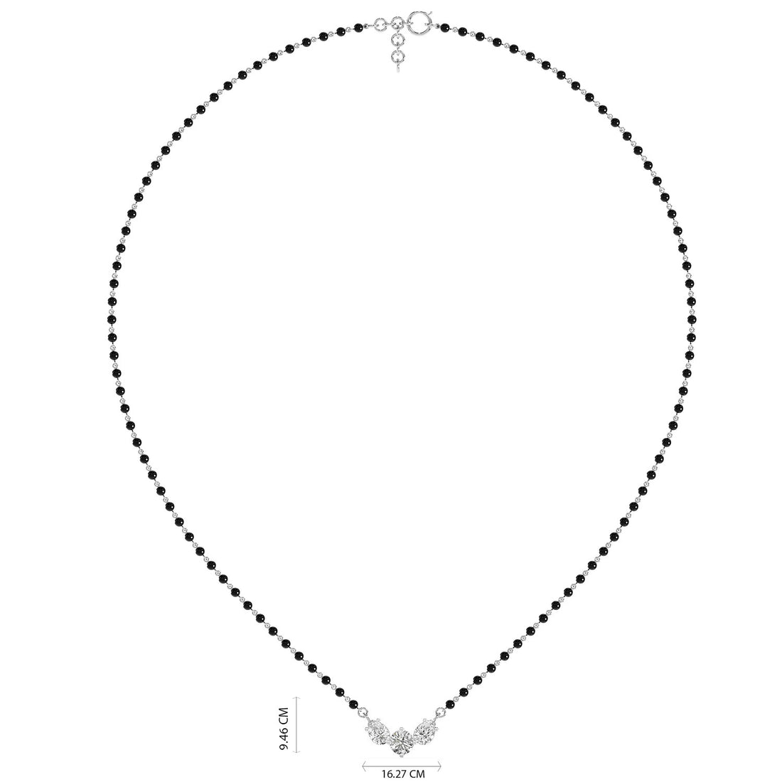 Trio Diamond Mangalsutra - Full View in White Gold - Diamond Pendant by Moena