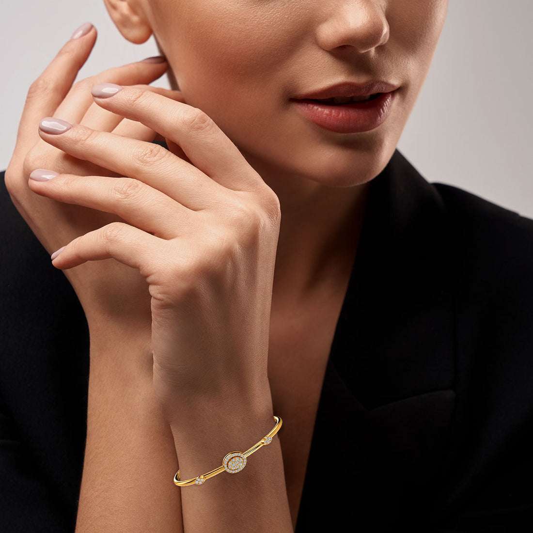 Celeste Charm Bracelet - Model View in Yellow Gold - Diamond Bracelet by Moena