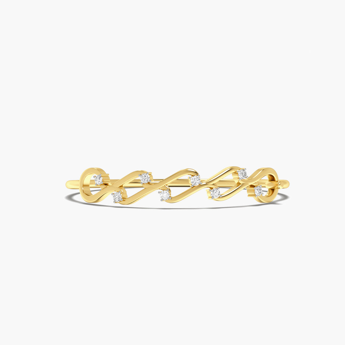 Golden Link Bangle - Top View in Yellow Gold - Diamond Bracelet by Moena